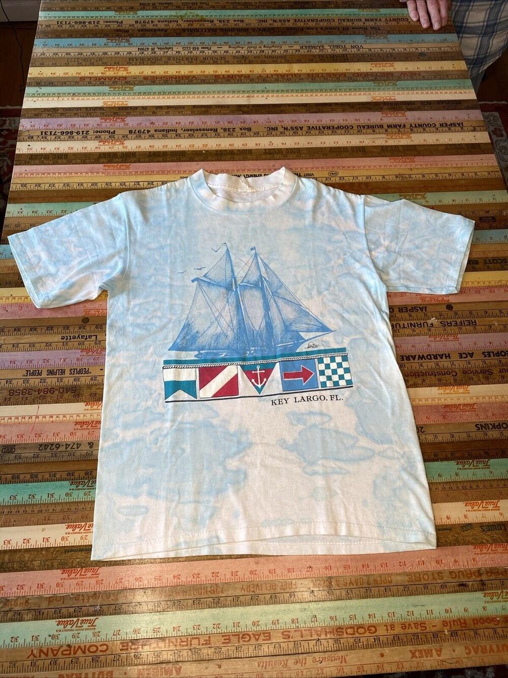 Vintage Single Stitch T Shirt Mens S/M Portside Sailboat Jimmy Buffett 80s 70s